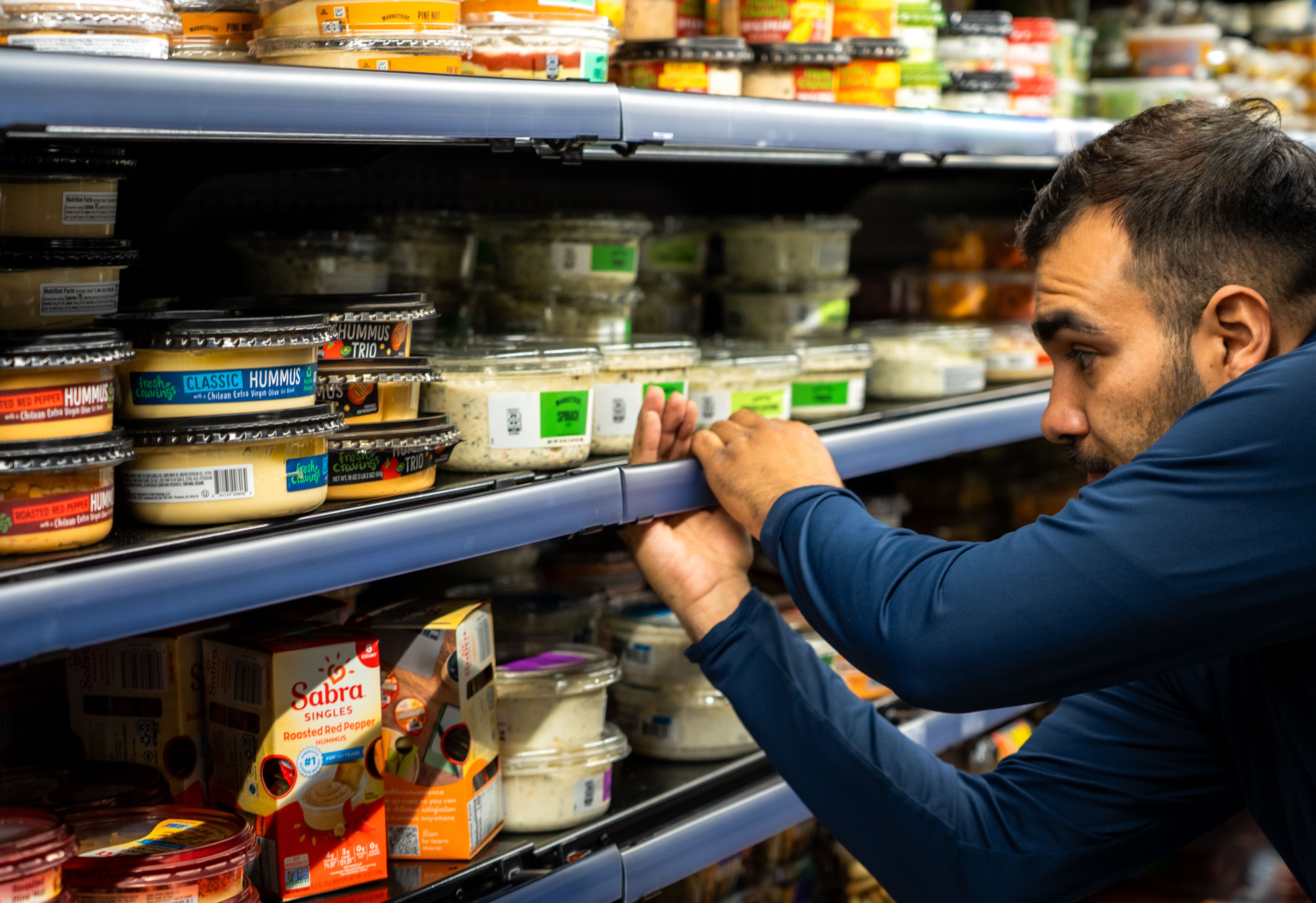 Close-up of Aerofoil air curtain optimization on open refrigeration